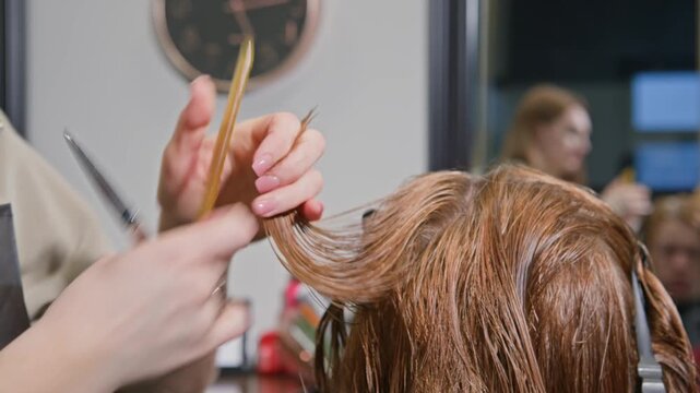 High-quality hair styling takes place in a bustling salon on a bright and sunny afternoon