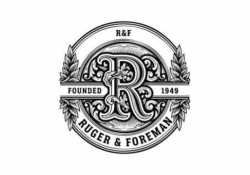 Vintage company logo with laurel wreath