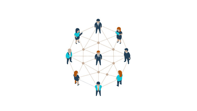 Business network of diverse people connecting, illustrating teamwork, social connections, and collaborative community concept.
