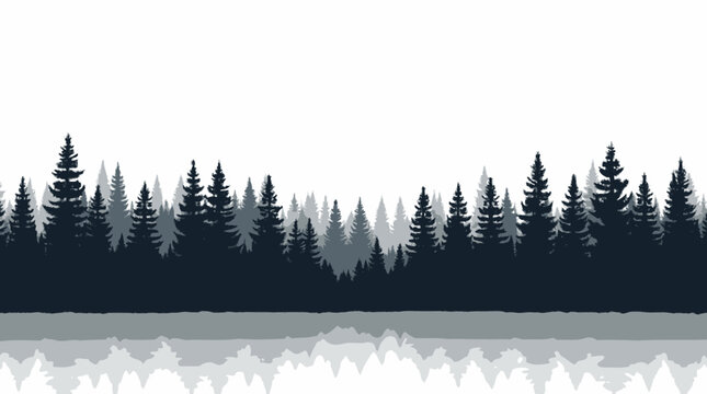 Forest trees set. tree silhouettes for winter forest landscape design, Mountain landscape. Mountains and coniferous forest. Christmas tree, fir-tree, pine, pine-tree
