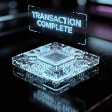 Online payment confirmation on digital screen interface, secure financial transaction concept featuring banking technology, electronic transfer and approval verification