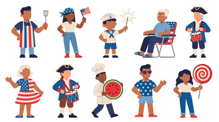 Fototapeta premium Diverse Group of People Celebrating Summer Holidays with Patriotic Decorations and Traditional Festive Activities