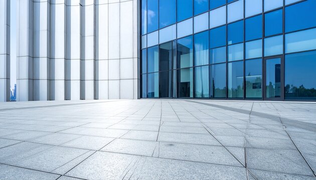 Modern Building Exterior with Tile Floor