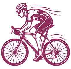 Fototapeta premium Cyclist riding bicycle fast in motion with helmet and spandex outfit on transparent background