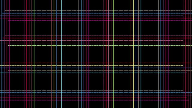 Bright glowing vertical and horizontal lines grid pattern animation