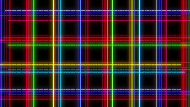 Bright glowing vertical and horizontal lines grid pattern animation