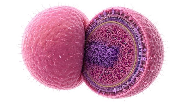 Neisseria gonorrhoeae Cutaway Cross Section Isolated on White Background Ultra Realistic Medical Illustration