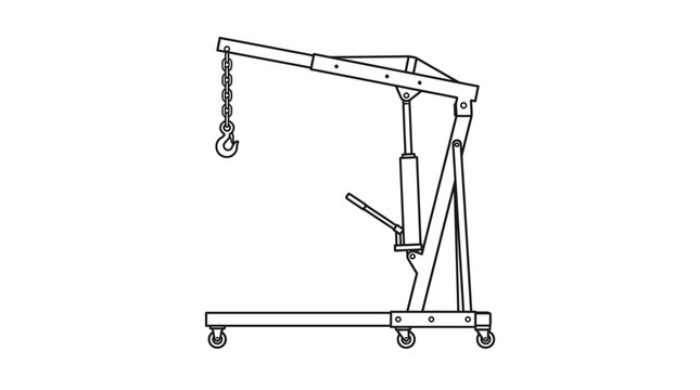 Industrial Mobile Jib Crane with Hook and Chain for Heavy Duty Lifting Operations with high quality professional line art symbols for modern creative design and digital branding projects