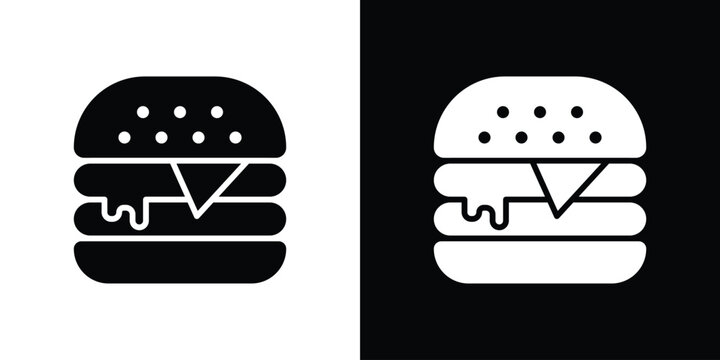 Cheese burger icon vector logos set