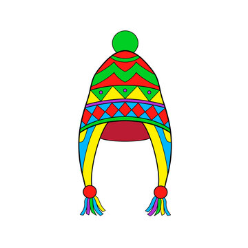 Traditional colourful Peruvian South American chullo hat