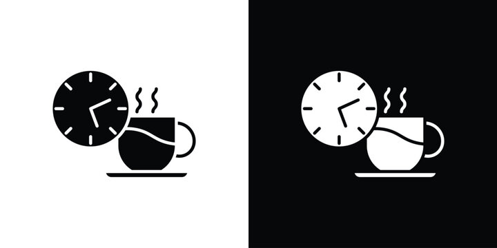 Coffee time icon in black and white, best for Gaphic Design
