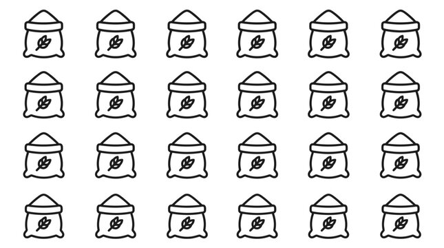 Sacks of Flour and Grain in a Repeated Pattern Grid
