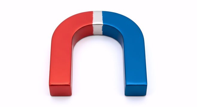 Classic red and blue horseshoe magnet isolated on white background