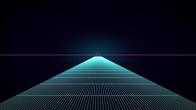 Animated synthwave tunnel grid background