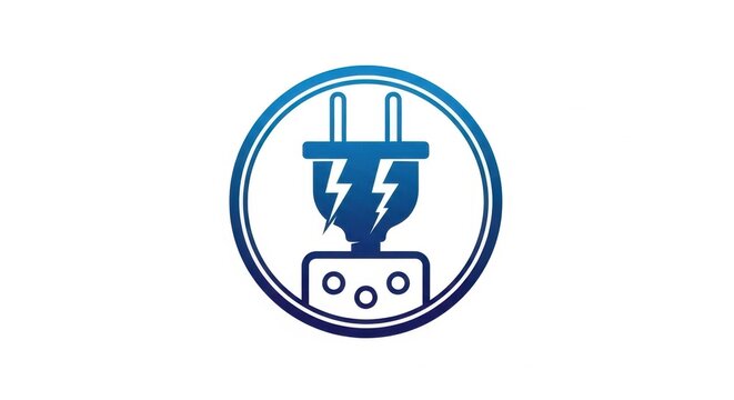 Electric plug icon with lightning bolt and circuit symbol.