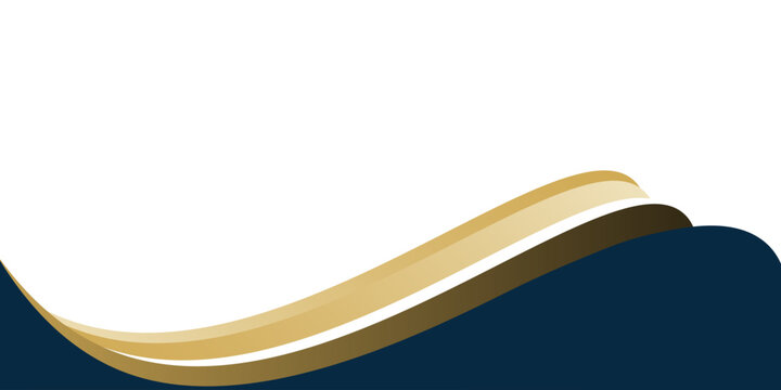 Modern dark blue and golden curve abstract background vector. Minimalist wavy frame design for luxury certificate border, formal report cover and header layout.