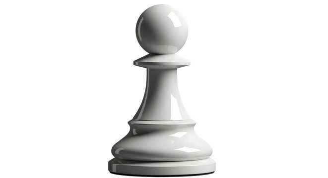 White chess pawn isolated on transparent background