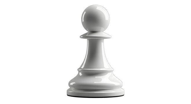 White chess pawn isolated on transparent background