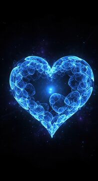 Glowing Blue Heart Shape with Ethereal Smoke Effect.
