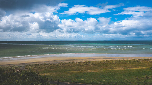 coastal scenery calm day calm ocean sea new zealand riverton southland summer travel