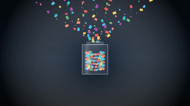 Colorful Ballot Cards Falling Into Transparent Election Box