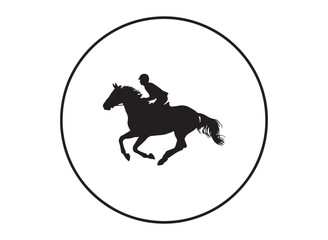 Fototapeta premium Equestrian Rider and Galloping Horse Silhouette Graphic