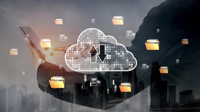 Cloud computing, cloud strategy, and cloud technology transforming digital infrastructure with scalable services, secure data storage, and cloud-based digital business solutions. Muxer