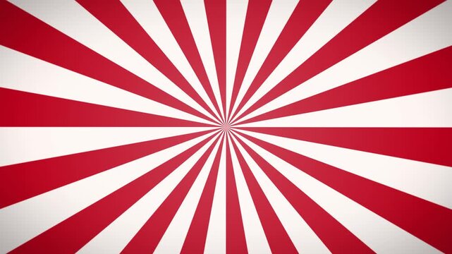 回転するサンバースト放射線 ループ背景 紅白 4K