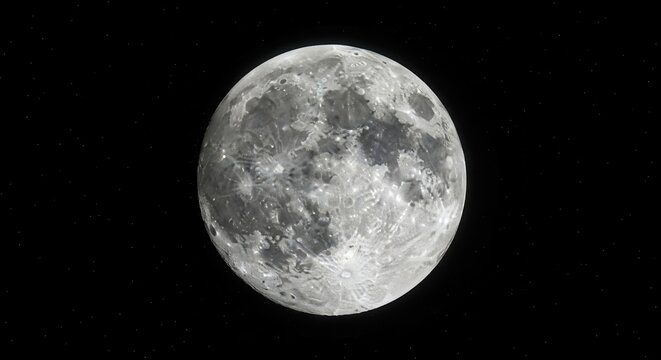 Full Moon in Clear Night Sky Black and White.
