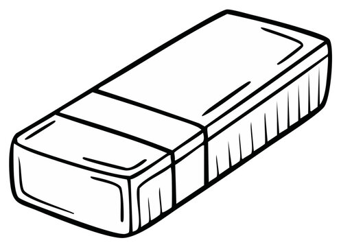 Simple outline drawing of a rubber eraser stationery for erasing pencil and pen marks