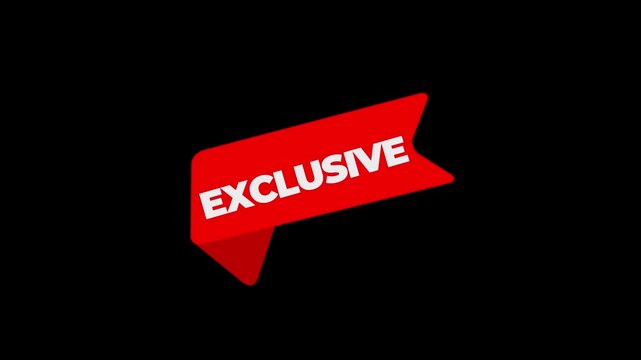 Bold red exclusive stamp seal on black background motion animation
