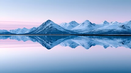 Snow-Capped Mountains Reflected in Still Alpine Lake at Dawn © Tharshan