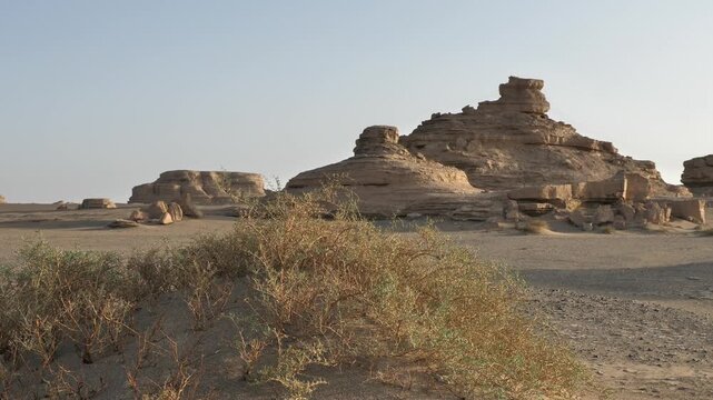 Scenery of Wind Eroded Mounds Yadan Landform Qinghai China