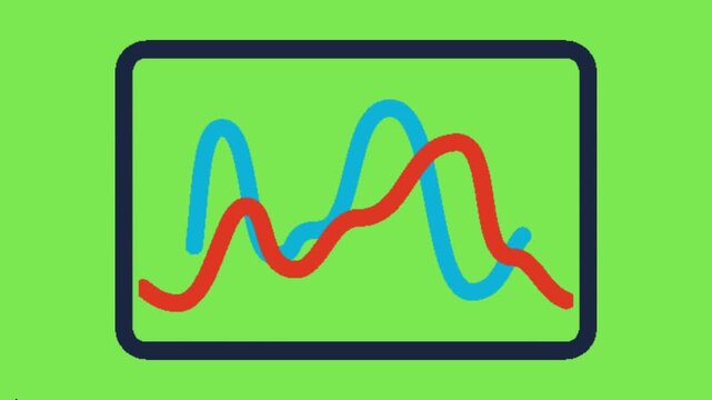 Dynamic Two Line Chart Representing Data Analytics and Comparative Growth Trends in a Flat Digital Interface Style
