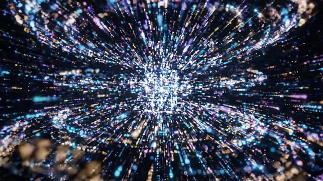 Digital Data Tunnel Particle Explosion