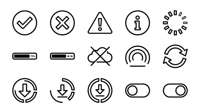 Set of thin line web interface and user experience icons.