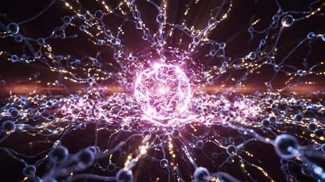 Abstract Neural Network with Glowing Central Energy Core