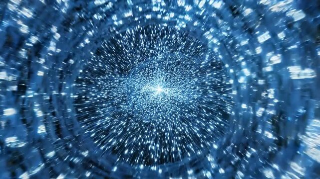 Blue Abstract Hyper-Speed Warp Tunnel Motion Background