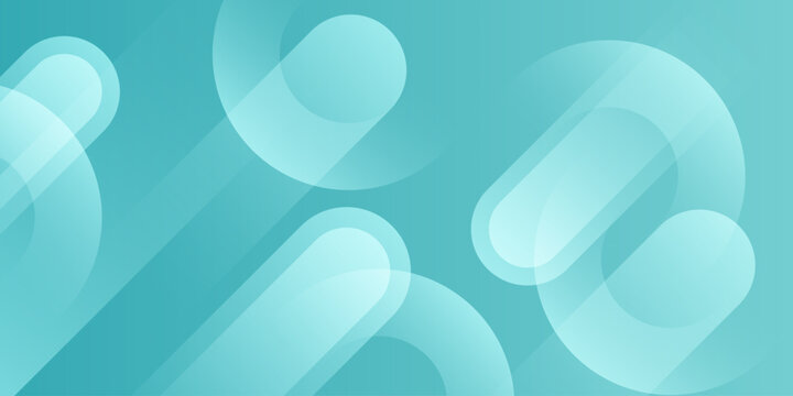 Modern abstract background featuring translucent overlapping rounded geometric shapes in a soft teal and turquoise color palette