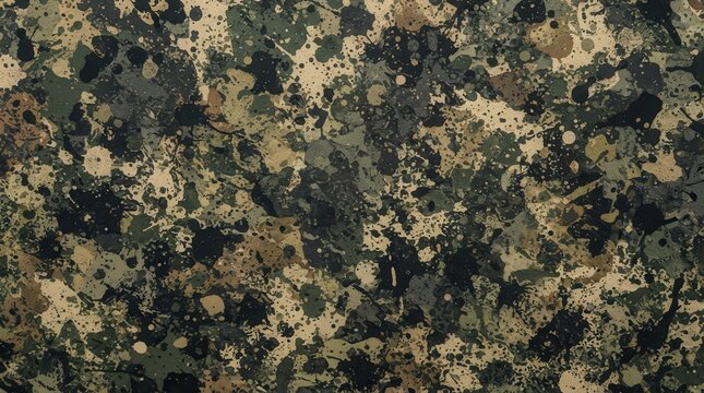 Abstract dark camo pattern with a splattered and splotched design.