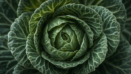 Obraz premium Fresh Green Lettuce Head Close Up in Natural Light for Healthy Food and Vegetable Market