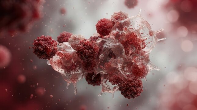 Sarcoma cells within a biological environment representing cancer research and cellular structure.