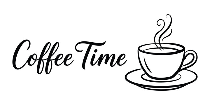 Coffee Cup Silhouette With Steam: Black And White Vector Illustration