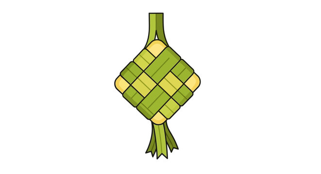 Isolated vector illustration of a ketupat rice cake on a white background