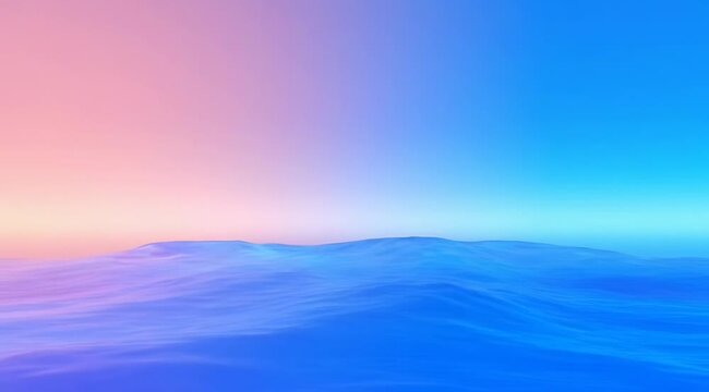 Abstract ethereal ocean horizon featuring soft pink and blue gradient lighting, serene atmosphere for meditation and calming background motion