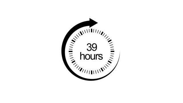39 hours countdown timer animation with circular progress loading