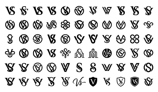 Collection of black and white monogram letter s logos and emblems