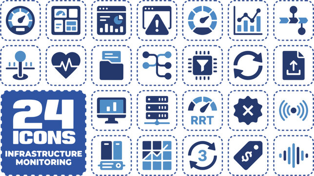 Comprehensive 24-Icon Vector Set for Infrastructure Monitoring &