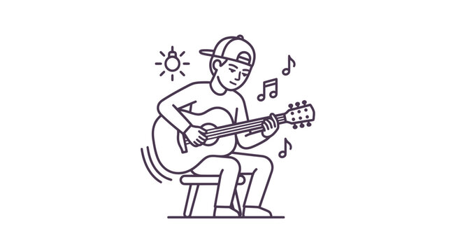 Man playing acoustic guitar outdoors.