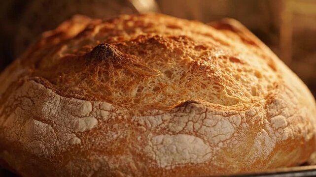 Fresh Sourdough Bread Baking to Golden Brown in Oven